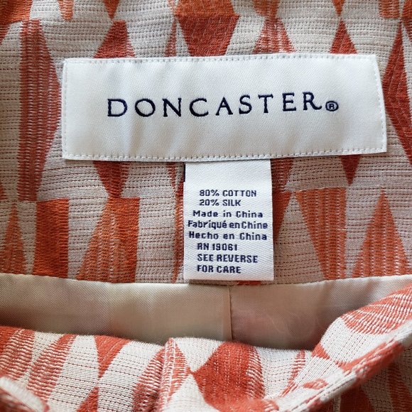 EUC *DONCASTER* Women's Orange/Tan Cotton Silk Blend Blazer Jacket 10 - Picture 11 of 11